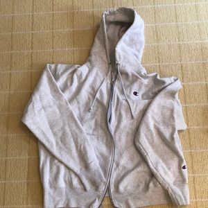 Champion light grey reverse weave zip up hoodie